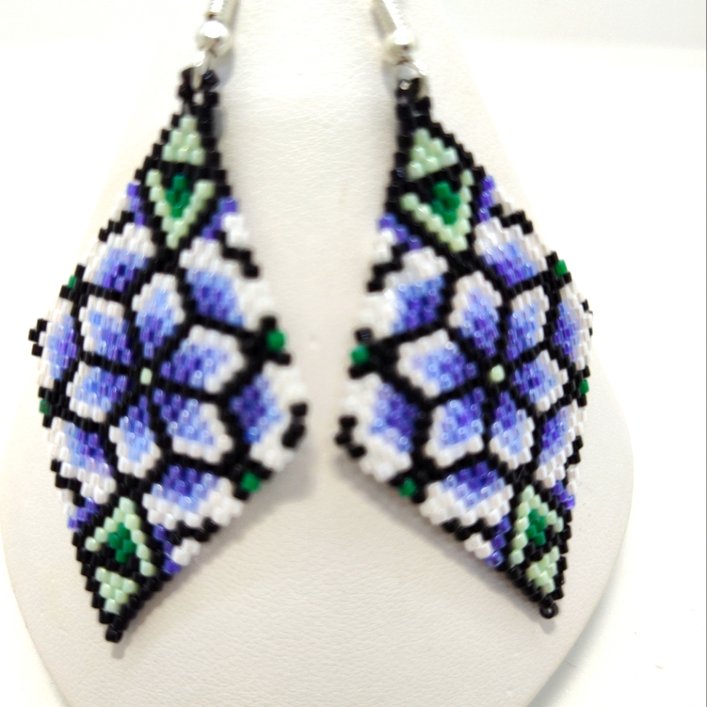 Handmade beaded floral style earrings